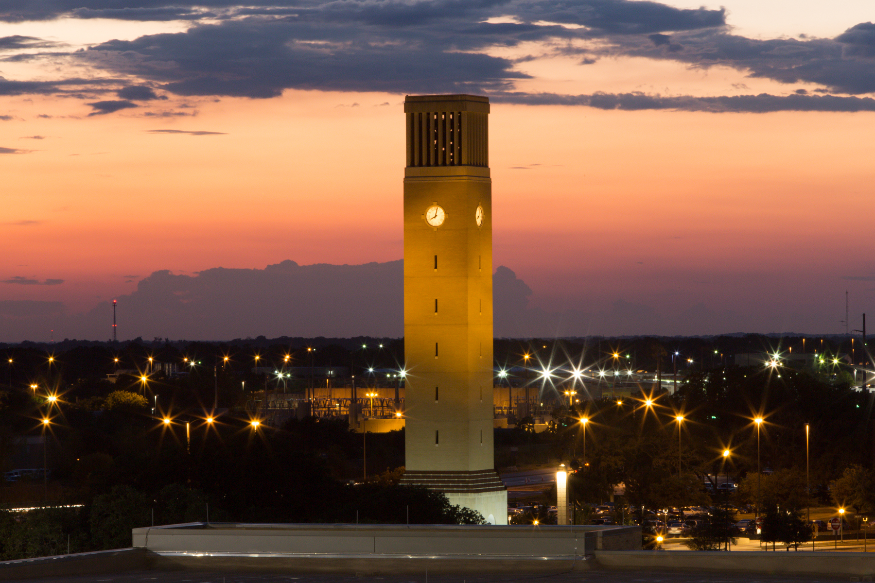 Albritton Bell Tower atTexas A&M University in Twilight